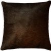 18" Chocolate Cowhide Throw Pillow