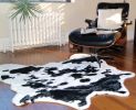 4' X 5' Black And White Faux Cowhide Animal Print Washable Area Rug