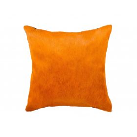 18" Orange Genuine Cowhide Throw Pillow