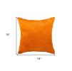 18" Orange Genuine Cowhide Throw Pillow
