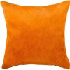 18" Orange Genuine Cowhide Throw Pillow