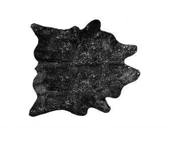 6' X 7' Black And Silver Cowhide Animal Print Area Rug