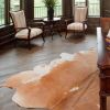 6' X 7' Tan And White Cowhide Cowhide Print Area Rug