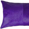 Hand Stitched Purple Natural Cowhide Decorative Lumbar Pillow