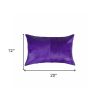 Hand Stitched Purple Natural Cowhide Decorative Lumbar Pillow