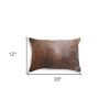 12" X 20" Brown Cowhide Throw Pillow