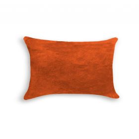 12" X 20" Orange Genuine Cowhide Lumbar Throw Pillow