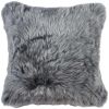 Set of Two 18" Gray Cowhide Throw Pillows