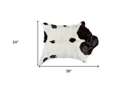 2' X 3' Natural Black And White Calfskin Area Rug