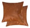 Set of Two 18" Brown Cowhide Throw Pillows