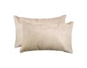 Set of Two 12" X 20" Tan Cowhide Throw Pillows