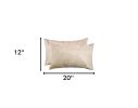 Set of Two 12" X 20" Tan Cowhide Throw Pillows