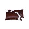 12" X 20" X 5" Chocolate And White Cowhide  Pillow 2 Pack
