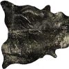 5' X 7' Black And Gold Cowhide Cowhide Print Area Rug
