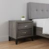 25" Gray Two Drawers Nightstand