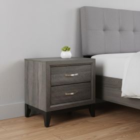 25" Gray Two Drawers Nightstand