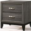 25" Gray Two Drawers Nightstand