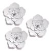 Set of Three 8" x 8" White Metal Flower Wall Decor