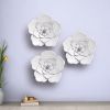 Set of Three 8" x 8" White Metal Flower Wall Decor