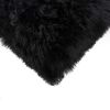 12" X 20" Black Sheepskin Lumbar Throw Pillow