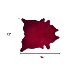 6' X 7' Burgundy Cowhide Area Rug