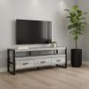59" Black and Gray Cabinet Enclosed Storage TV Stand
