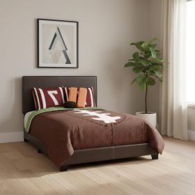 Brown Solid and Manufactured Wood Full Upholstered Faux Leather Bed Frame