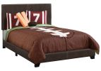 Brown Solid and Manufactured Wood Full Upholstered Faux Leather Bed Frame