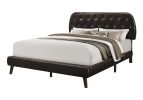 Brown Queen Tufted Upholstered Faux Leather Bed Frame