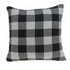 20" Gray Plaid Cotton Throw Pillow