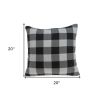 20" Gray Plaid Cotton Throw Pillow