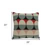 20" Gray Ivory And Red Geometric Cotton Throw Pillow