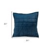 20" X 7" X 20" Transitional Navy Blue Quilted Pillow Cover With Poly Insert
