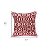 20" X 7" X 20" Transitional Red And White Pillow Cover With Poly Insert