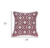 20" X 7" X 20" Transitional Red And White Accent Pillow Cover With Poly Insert