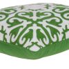 20" Green And White Stencil Cotton Throw Pillow