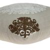 20" Beige Damask Cotton Throw Pillow