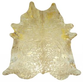 5' X 6' Gold Cowhide Handmade Area Rug