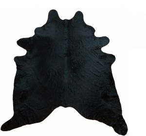5' X 6' Black Cowhide Handmade Area Rug