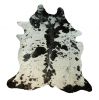 6' X 7' Black And White Cowhide Handmade Area Rug