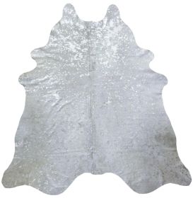 6' X 7' Silver Cowhide Handmade Area Rug