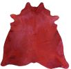 6' X 7' Red Cowhide Handmade Area Rug