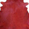 6' X 7' Red Cowhide Handmade Area Rug