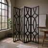 84" Black Solid Wood Folding Four Panel Screen Room Divider