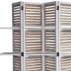 71" White Wood Folding Four Panel Screen Room Divider