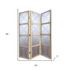 84" Silver Folding Three Panel Screen Room Divider