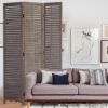 71" Brown Folding Three Panel Screen Room Divider