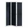 67" Black and White Chalkboard Wood Folding Three Panel Screen Room Divider