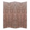 84" Brown Folding Four Panel Screen Room Divider