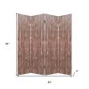 84" Brown Folding Four Panel Screen Room Divider